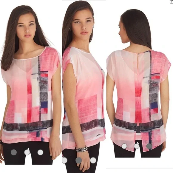 WHBM Colorblock Double Layer Top - Picture 10 of 10